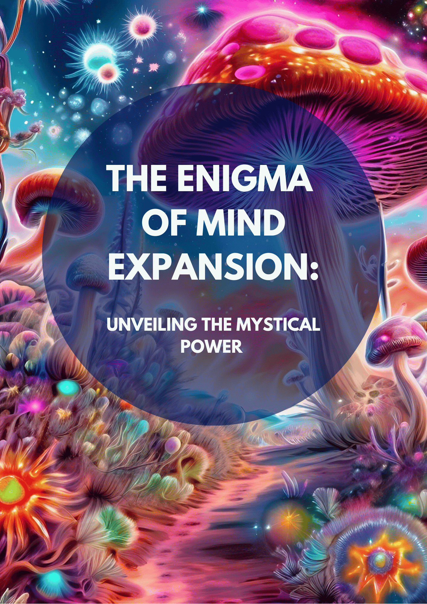 Enigma magic mushroom on an e-book cover with psychedelic shrooms