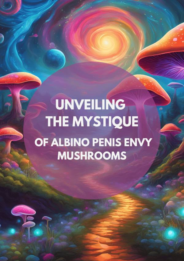 Albino Penis Envy, a magic mushrooms spore from Wellshroomness DC on an ebook cover for 3.5